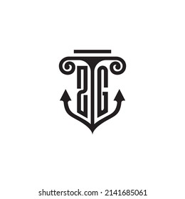 ZG pillar and anchor combination concept logo in high quality design