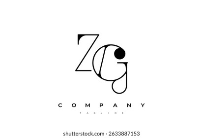 ZG Typography Logo Design. Stylish monogram design depiction featuring the letters Z and G combined in an artistic signature style, delivering a unique and creative visual representation.