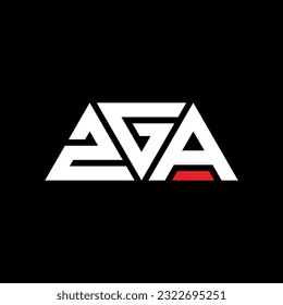 ZGA triangle letter logo design with triangle shape. ZGA triangle logo design monogram. ZGA triangle vector logo template with red color. ZGA triangular logo Simple, Elegant, and Luxurious design.