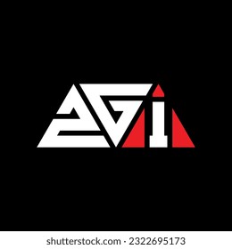 ZGI triangle letter logo design with triangle shape. ZGI triangle logo design monogram. ZGI triangle vector logo template with red color. ZGI triangular logo Simple, Elegant, and Luxurious design.