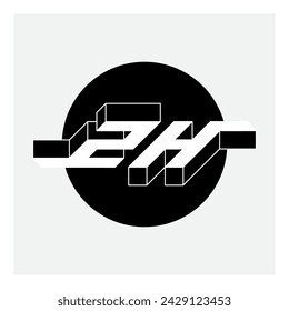 ZH or 2H - monogram or logotype. Volume alphabet. Three-dimension letters Z and H. Isometric 3d font for design. Vector.