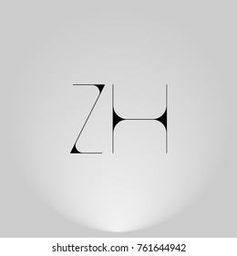 ZH Black thin minimalist LOGO Design with Highlight on Gray background.