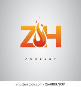 ZH Creative Fire Letter Logo Design