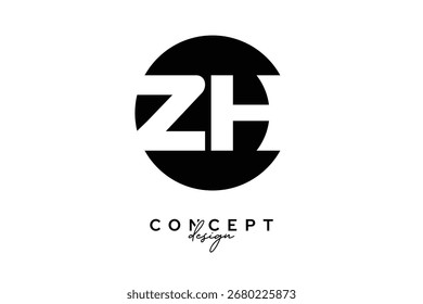 ZH Creative Negative Space Circle Monogram Logo Design
