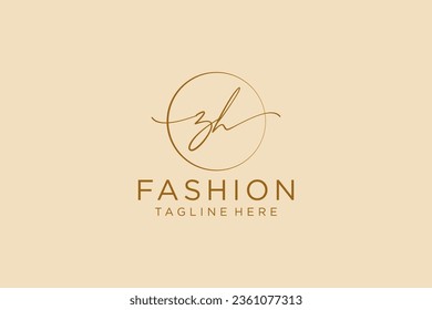 ZH Feminine logo beauty monogram and elegant logo design, handwriting logo of initial signature, wedding, fashion, floral and botanical with creative template.