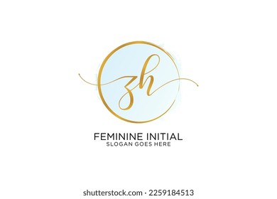 ZH Handschrift Logo mit Kreis Vorlage Vektorsignatur, Hochzeit, Mode, Blumen und botanisch mit kreativen Vorlage.