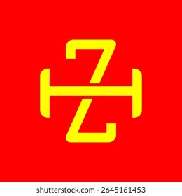 Logotipos de monogramas ZH o HZ superpuestos