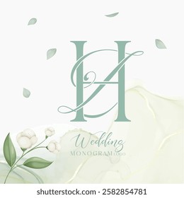 ZH HZ Wedding Initial Monogram Logo