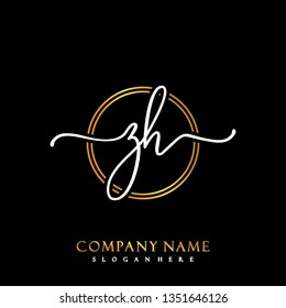 ZH Initial Handwriting logo template vector