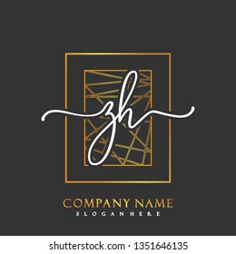 ZH Initial Handwriting logo template vector