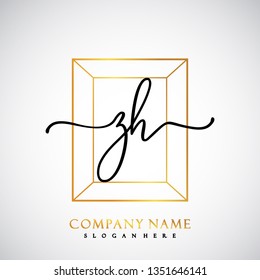 ZH Initial Handwriting logo template vector