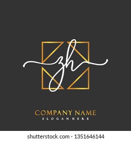 ZH Initial Handwriting logo template vector