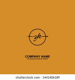 ZH Initial handwriting logo template vector