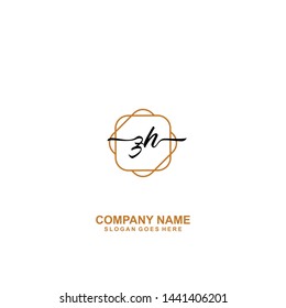 ZH Initial handwriting logo template vector