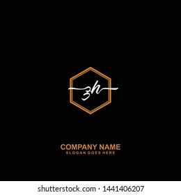 ZH Initial handwriting logo template vector