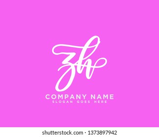 ZH Initial Handwriting Logo Vector