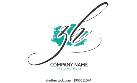 zh Initial handwriting logo vector