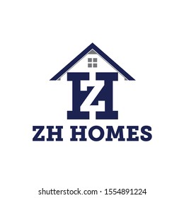 ZH initial home logo illustration
