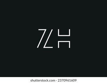 Logo de diseño y escritura a mano de la letra inicial de ZH