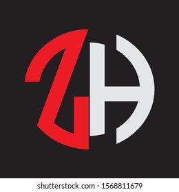 ZH Initial Logo design Monogram Isolated on black background