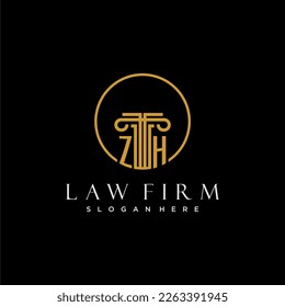 ZH initial monogram for law firm with creative circle line