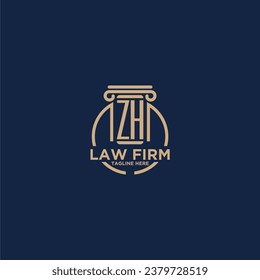 ZH initial monogram for law firm with creative circle line