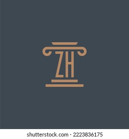 ZH initial monogram for lawfirm logo with pillar design