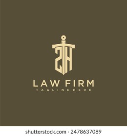 ZH initial monogram for lawfirm logo with sword style image
