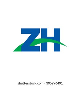 ZH initial overlapping swoosh letter logo blue green