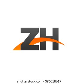 ZH initial overlapping swoosh letter logo black orange