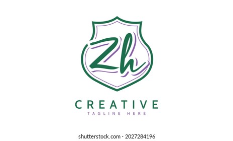 ZH Initials, handwriting logo vector