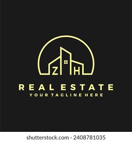 ZH initials homes modern building company logo vector.eps