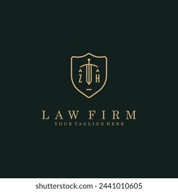 ZH initials sword and shield logo design logo vector stock image