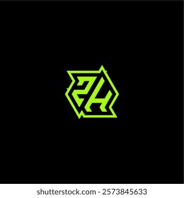 ZH letter cool and dynamic monogram esport gaming initial logo design concept