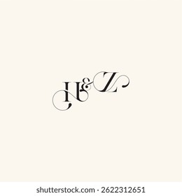 ZH letter elegancy and beauty in one look wedding caligraphic logo with monogram concept