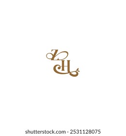 Concepto de boda de monograma de logotipo orgánico moderno de línea de hoja inicial de ZH