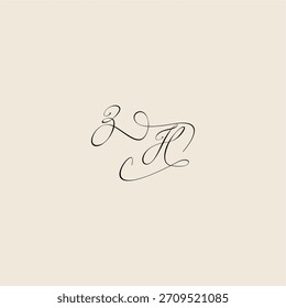 ZH letter initial royal design minimalist style curve monogram elegant concept logo