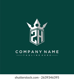 ZH letter monogram initial logo for shield and crown design