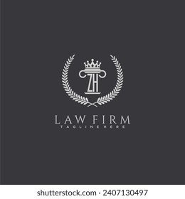 ZH letter monogram logo for lawfirm with pillar  crown image design