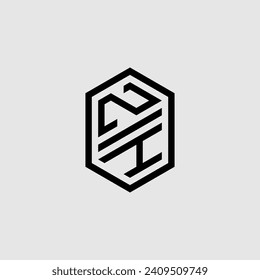 ZH line geometric monogram with high quality professional design that will print well