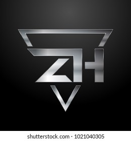 ZH Logo, Metal Logo, Silver Logo, Monogram, Polygon