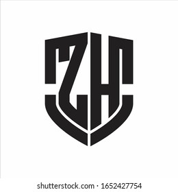 ZH Logo monogram with emblem shield shape design isolated on white background