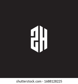 ZH Logo monogram with hexagon shape style design template isolated on black background