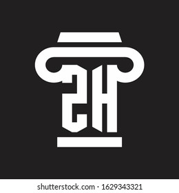 ZH Logo monogram with pillar style design template