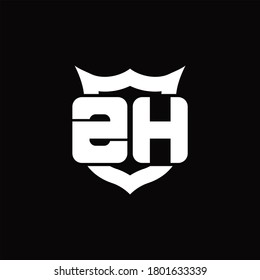 Monograma del logotipo de ZH con el escudo alrededor de la plantilla de diseño de forma de la corona