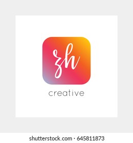 ZH logo, vector. Useful as branding, app icon, alphabet combination, clip-art.