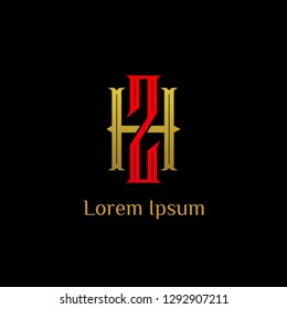 ZH monogram with golden and red colours