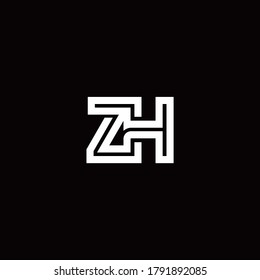 ZH monogram logo with abstract line design template