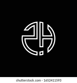ZH monogram logo circle ribbon style outline design template