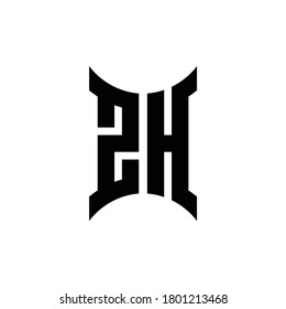ZH monogram logo with curved side design template